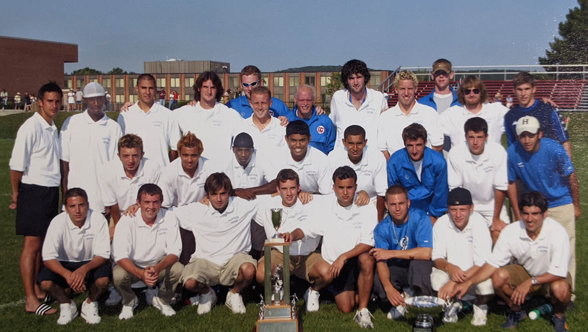 1995 Hartwick College soccer players during a game