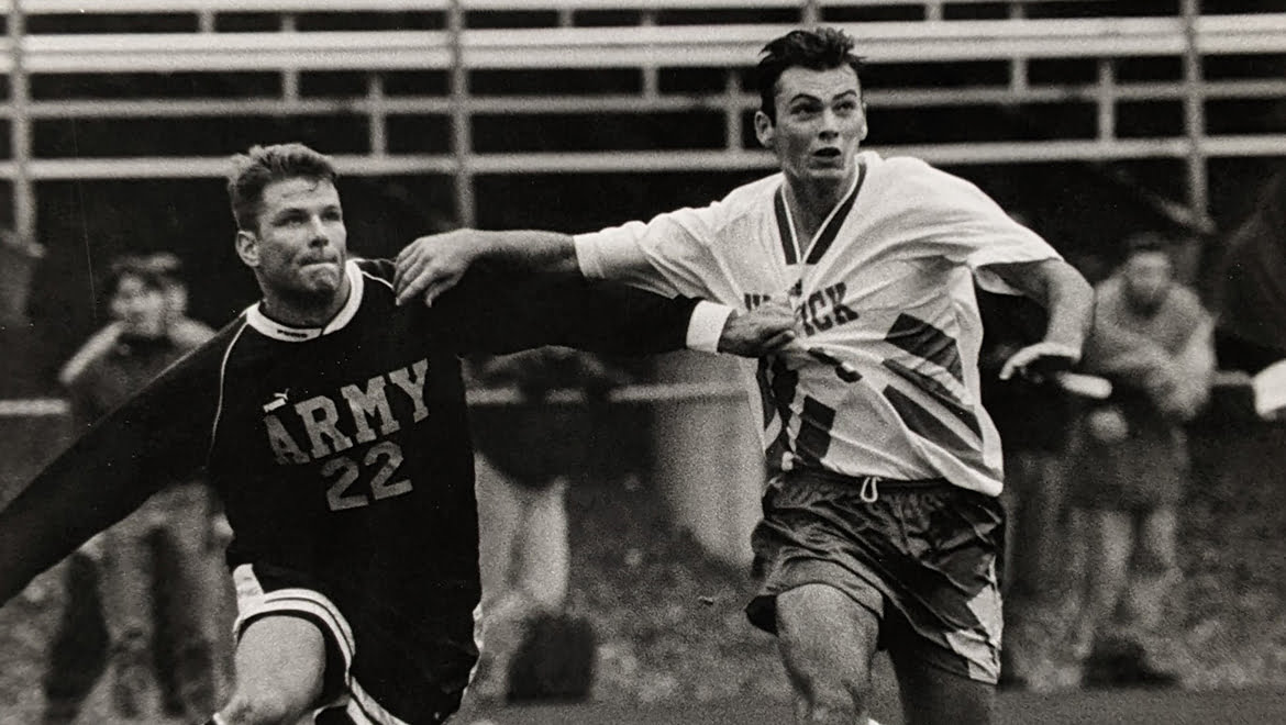 1995 Hartwick College soccer players during a game