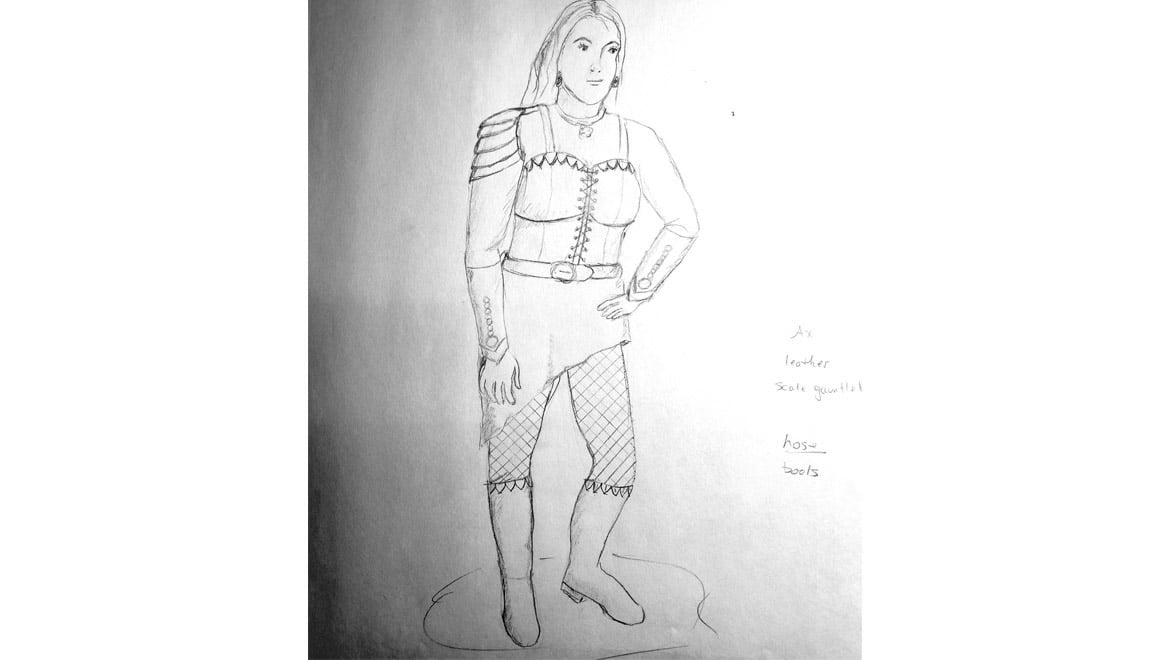 costume sketch Hartwick College Threatre professor Barbara Kahl
