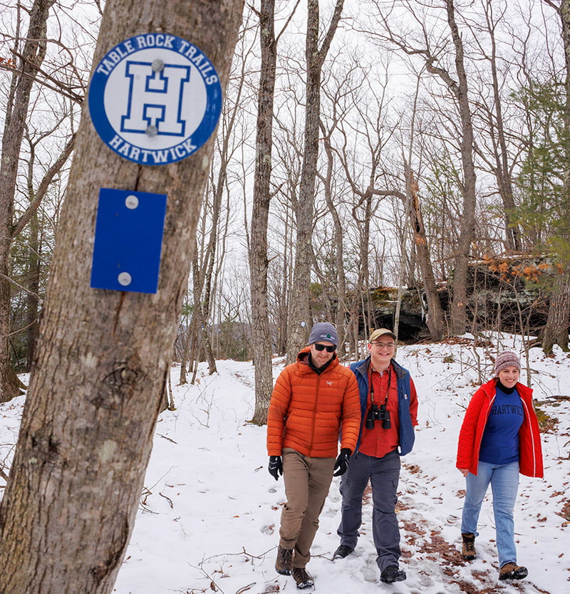Hartwick College students and staff walking on Table Rocks Trail
