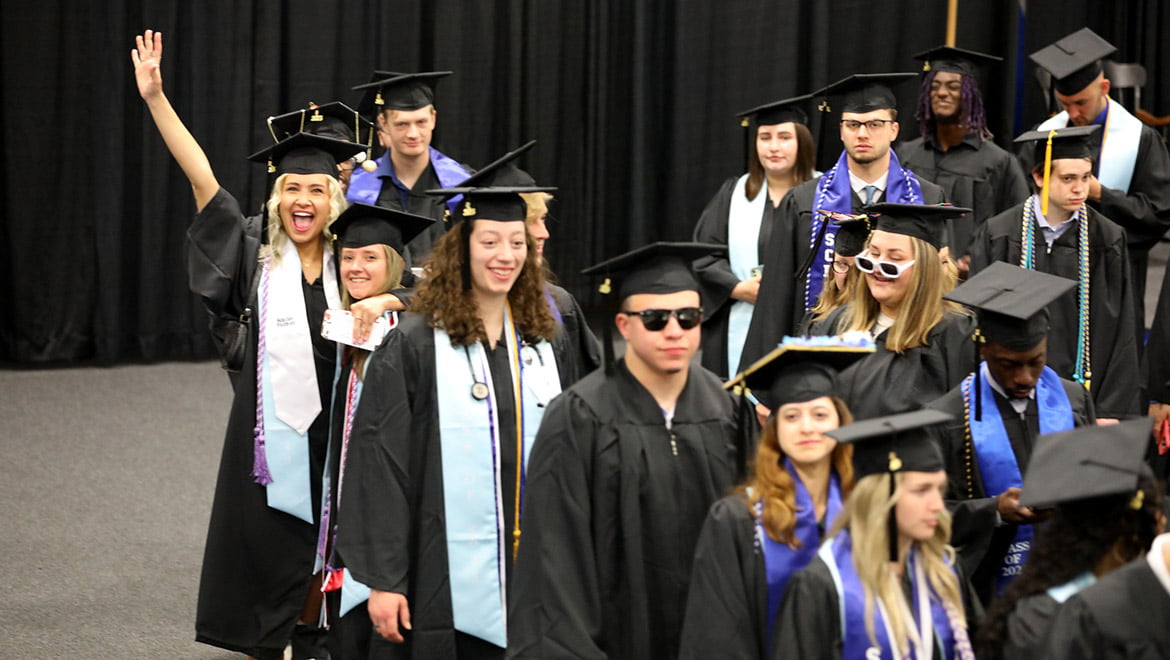 Hartwick College graduates in line before Commencement ceremony