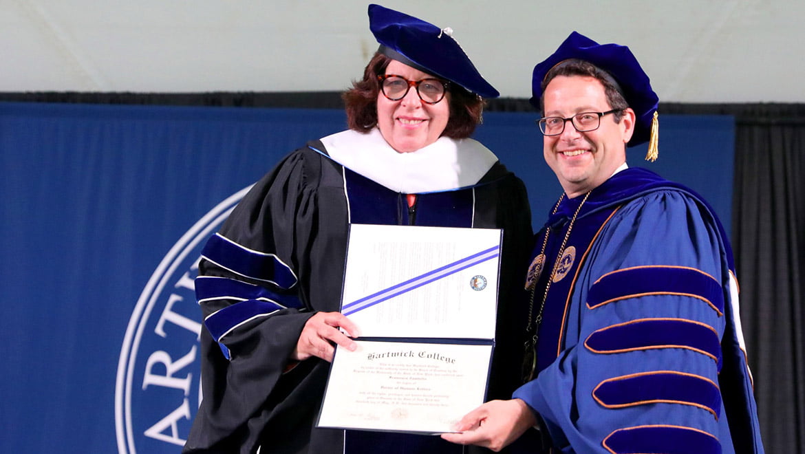 Honorary degree recipient Francesca Zambello with Hartwick College President Darren Reisberg