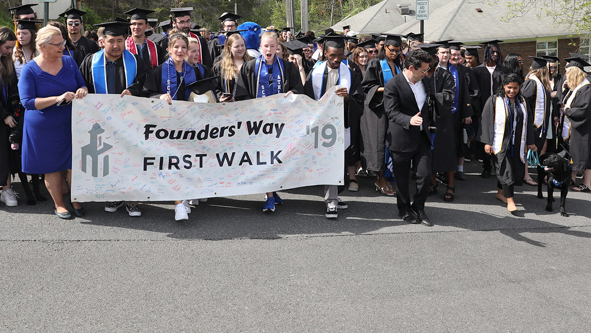 Class of 2023 during Last Walk on Founders' Way