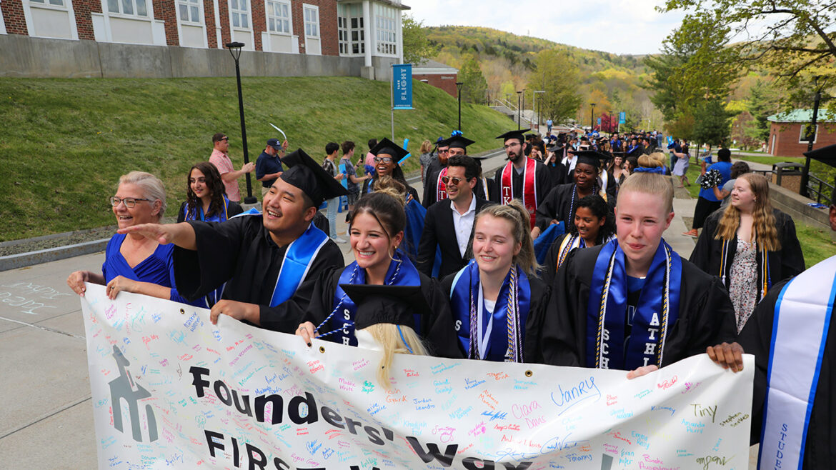 Class of 2023 during Last Walk on Founders' Way