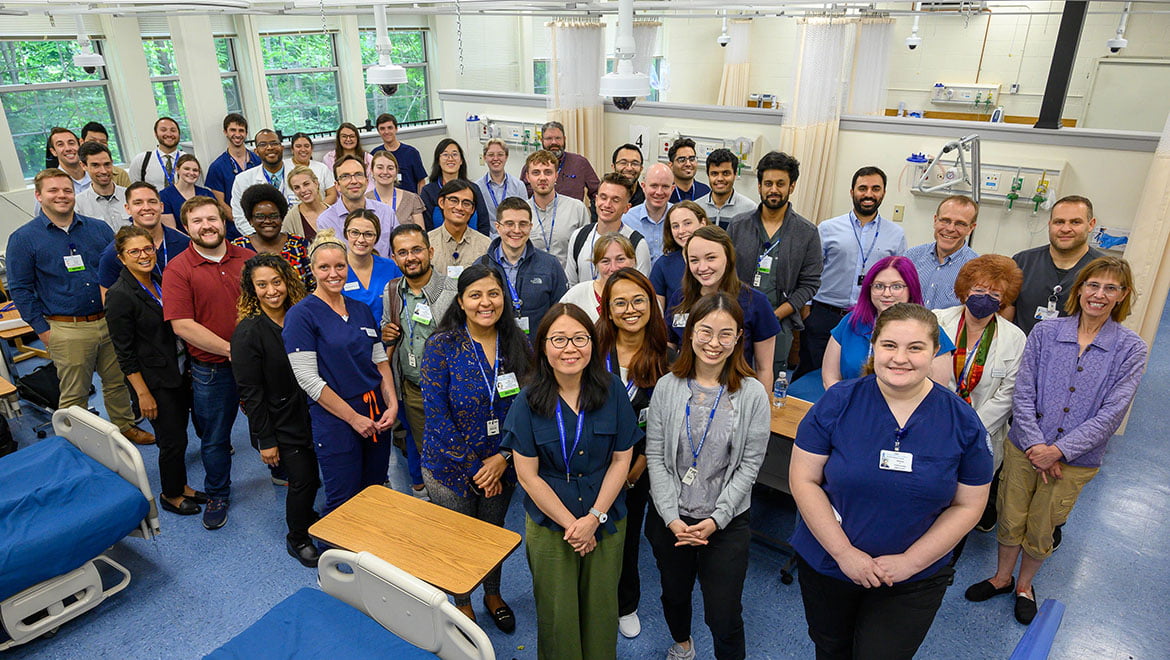 Area nurses and medical professionals in the Hartwick College Nursing Department Simulation Lab
