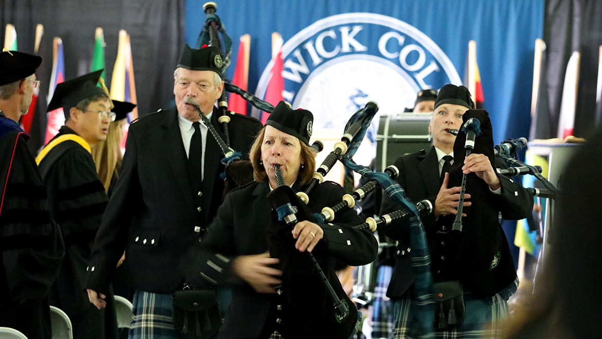 Bagpipers lead Hartwick College 2023 Opening Convocation recessional