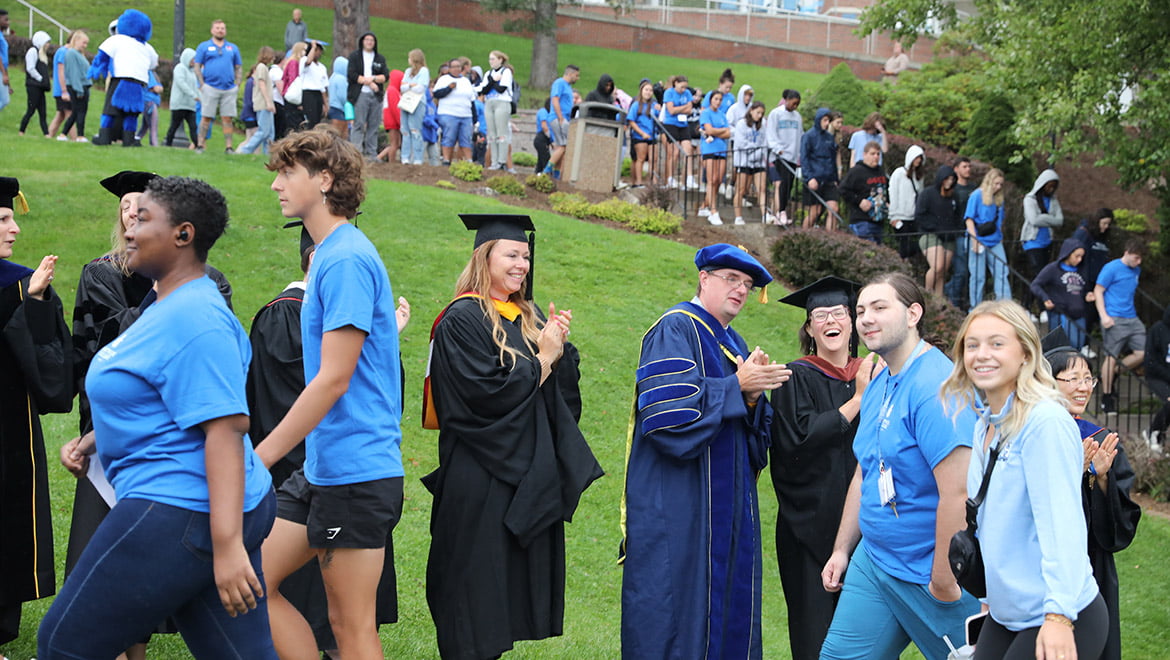 Hartwick College faculty welcome new students during procession at 2023 Opening Convocation