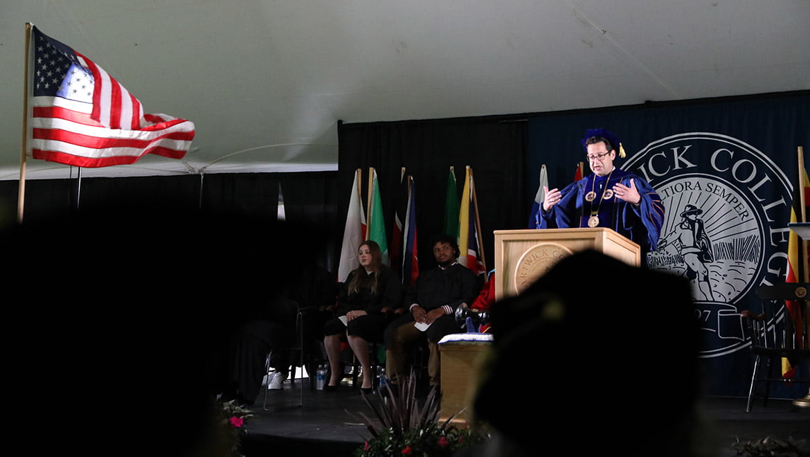 Hartwick College President Darren Reisberg speaks during 2023 Opening Convocation