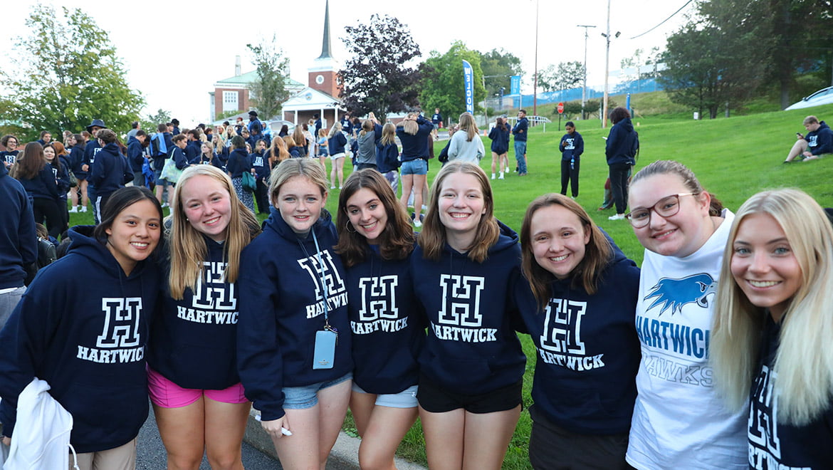 Hartwick College students gather for Class of 2027 First Walk on Founders' Way