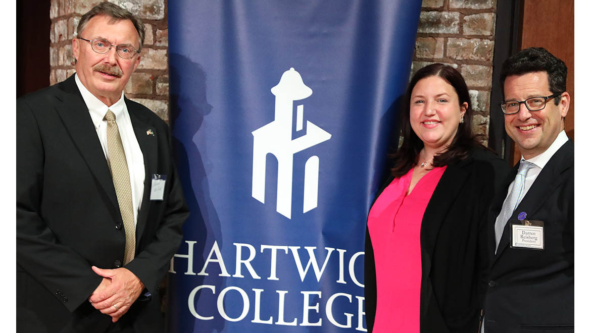 Hartwick College President Darren Reisberg at the launch of the Institute of Public Service with Jen Lunsford '04, New York State Assemblymember for the 135th Assembly District and Brian Miller