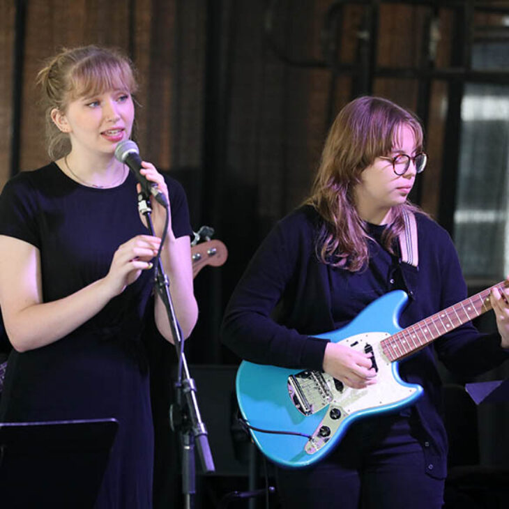 Hartwick College students of the Rock Ensemble perform