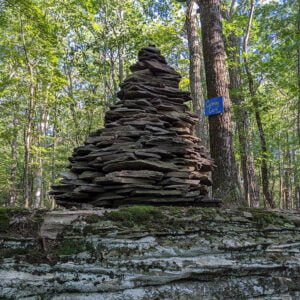 Hartwick College Table Rock Trails Cairn trail marker