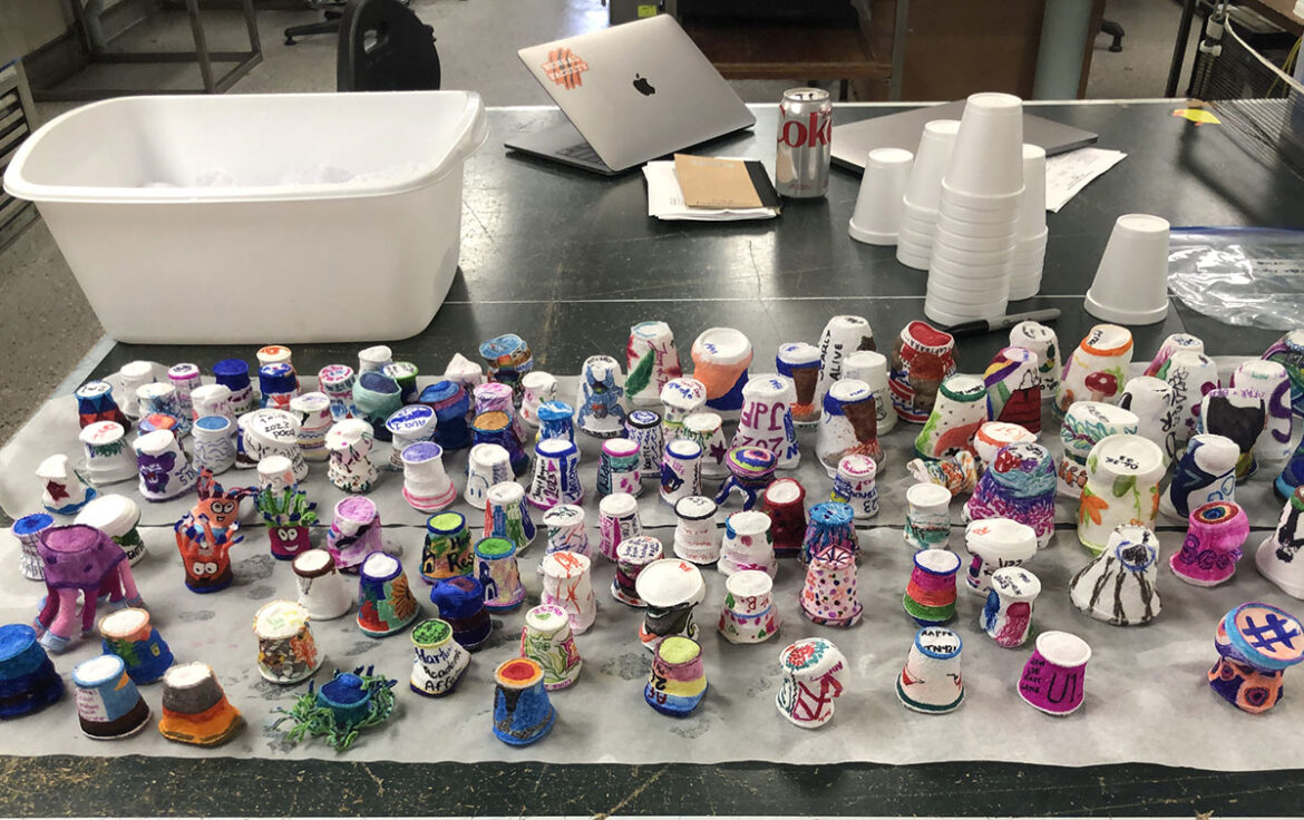 Cups decorated by children