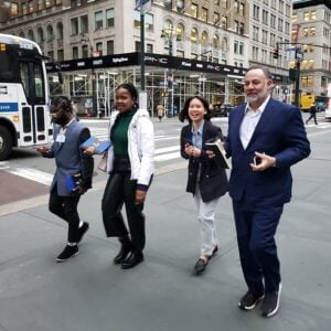 Hartwick College students walking in NYC for Hawk Career Overnight Program