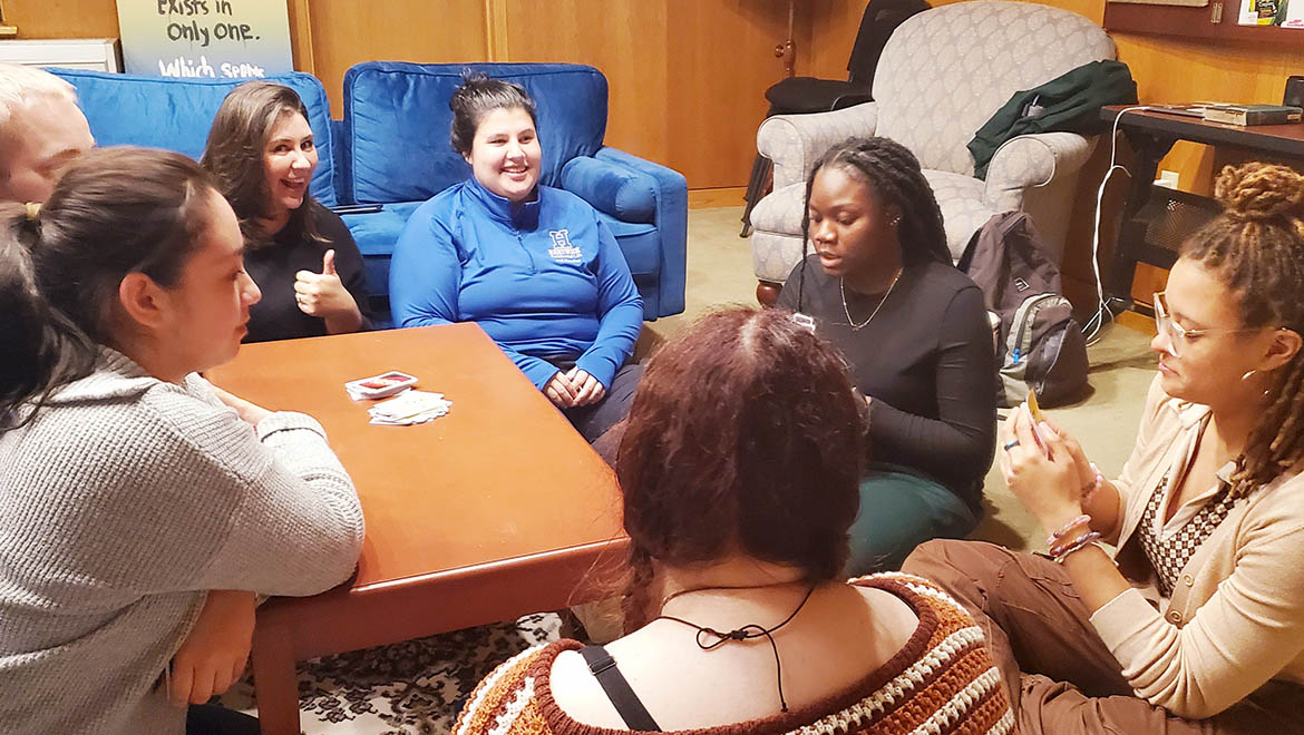 Hartwick College SOAR mentors and students during game night