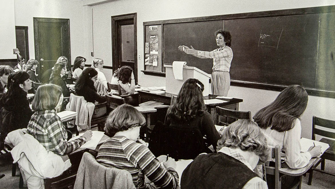 Hartwick College nursing student in ethics class, 1980