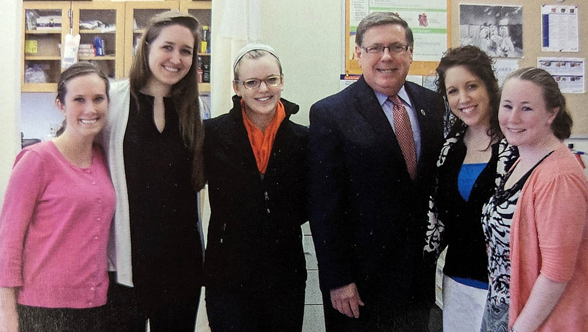 NYS Senator and Hartwick College alumnus with nursing students, 2013