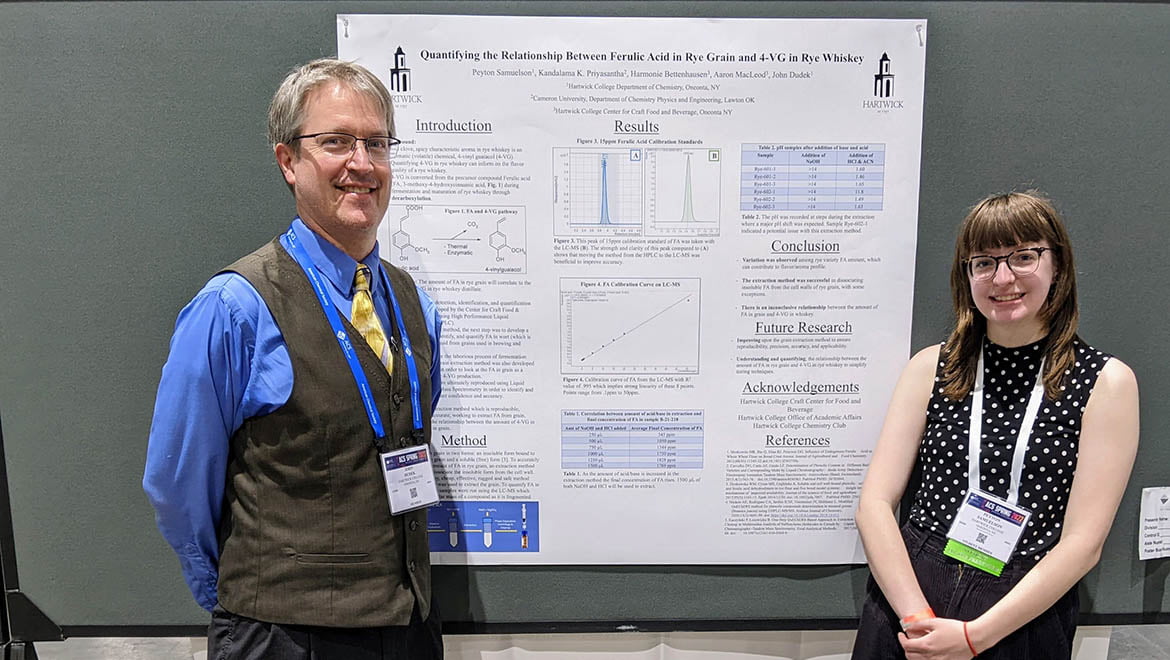 Hartwick College student with Professor John Dudek with poster at National Conference