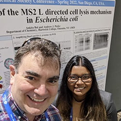 Chemistry Professor & Department Chair Andy Piefer with student at National Chemistry Conference