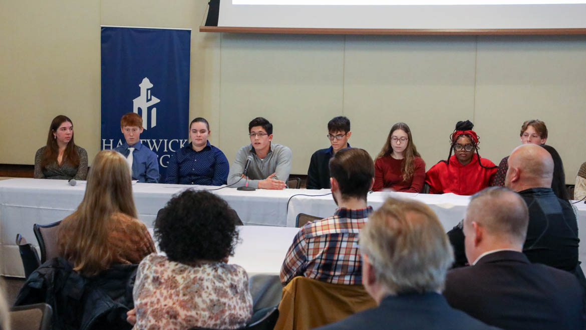 The Hartwick Institute of Public Service High School Essay & Video Competition panel discussion with area high school students and Hartwick students