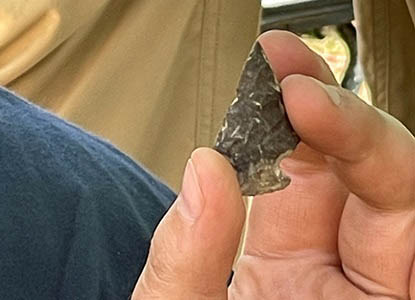 Arrowhead found at at Hartwick College's Pine Lake Environmental Campus Archaeological Field School dig site