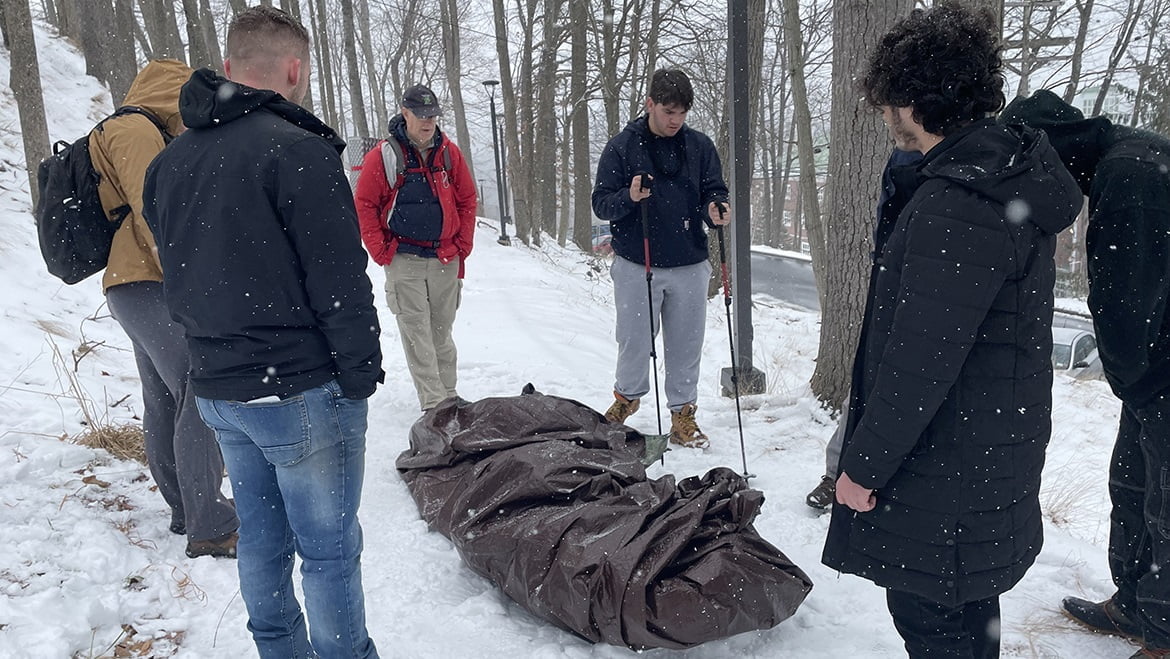 Hartwick students during Wilderness First Aid certification Winter Wanderlust J Term Course