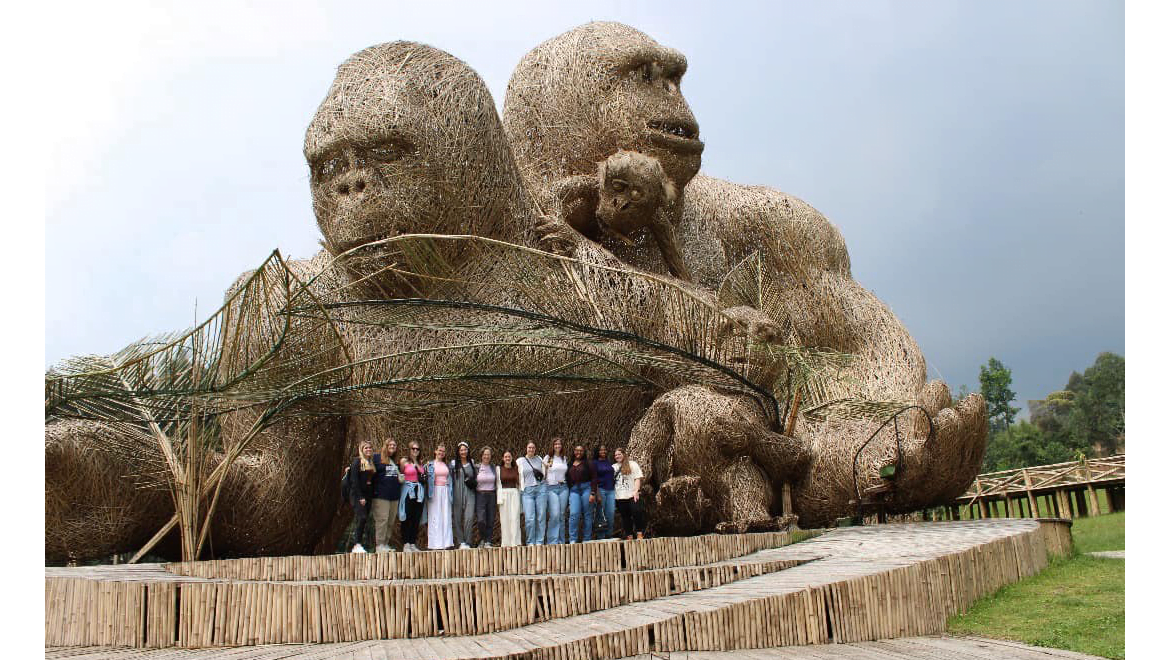Hartwick College student teachers at the Dian Fossey Museum, Volcanoes National Park in Rwanda