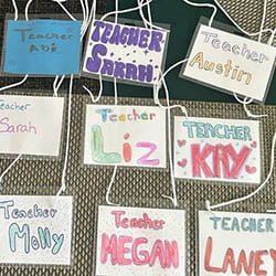 Hartwick College education student teacher name tags