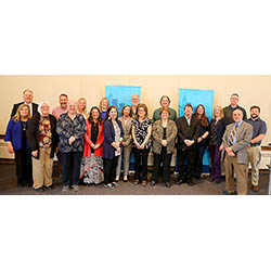 Quinquennial Award Recipients with Interim President Mullen and Vice President for Human Resources and Compliance Suzanne Janitz