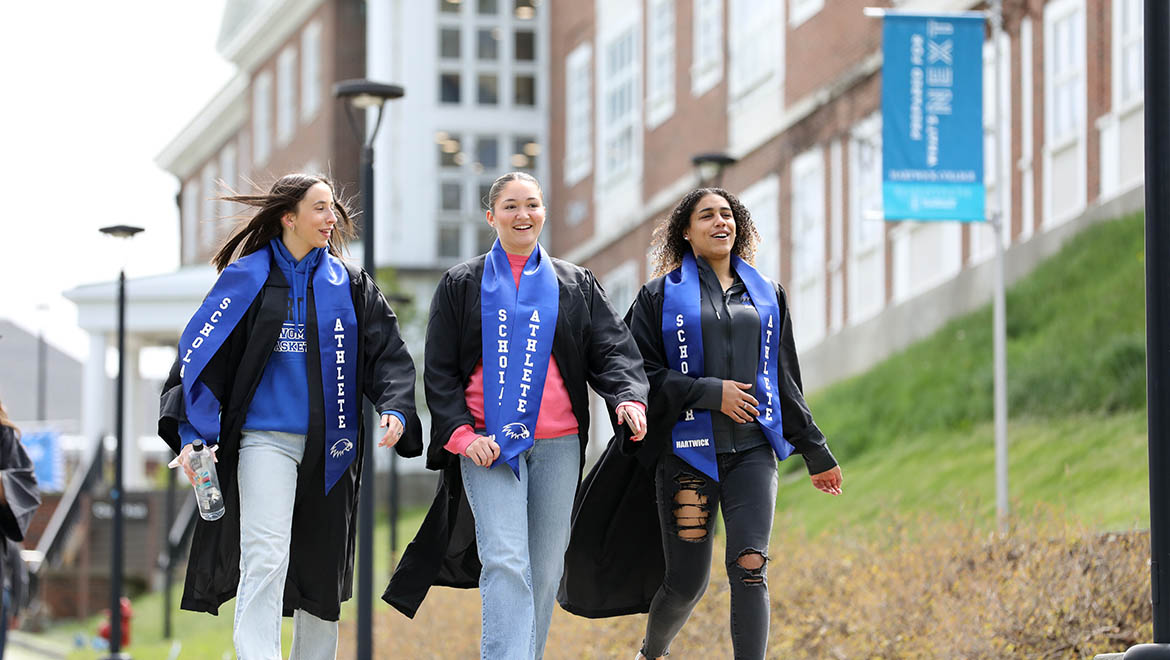 Hartwick College graduates before Last Walk on Founders' Way