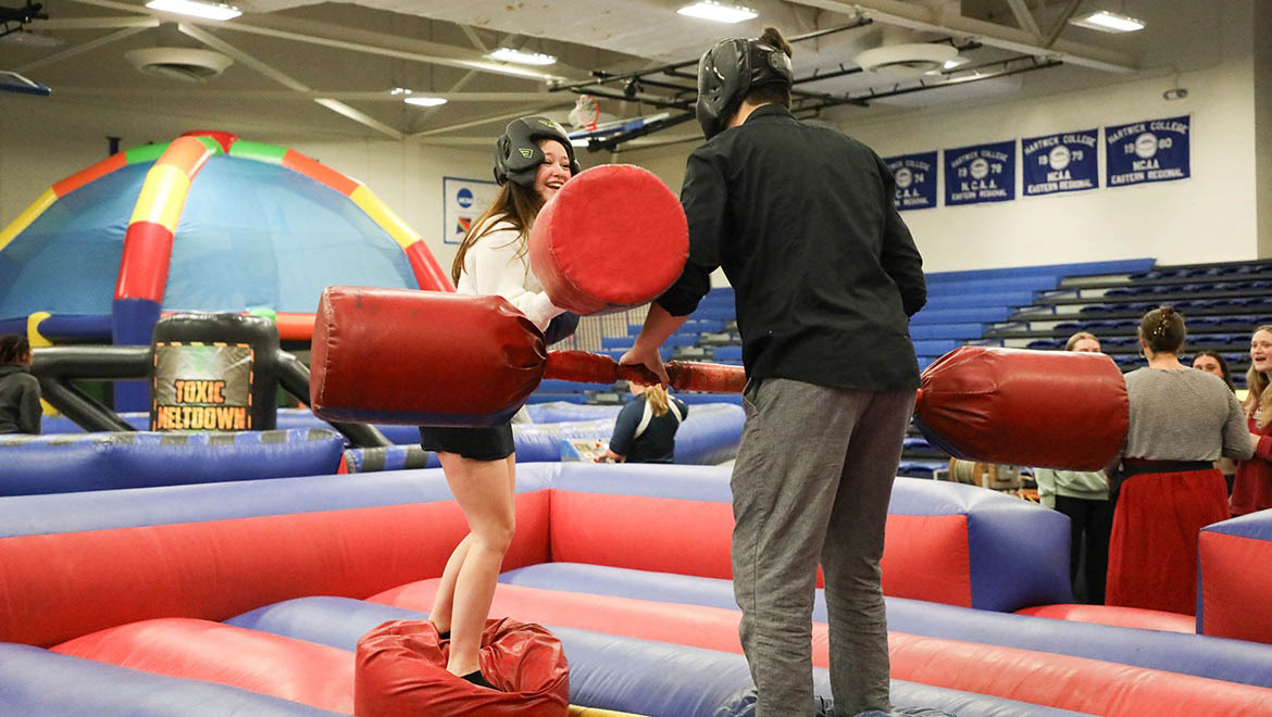 Hartwick College students playing during Last Day of Classes Bash