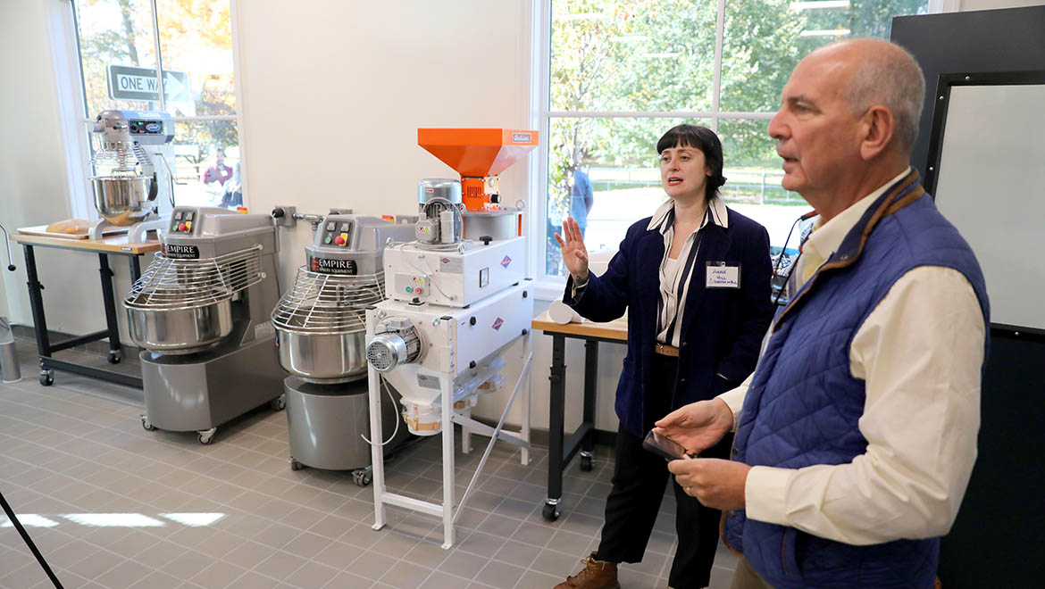 Aimee Hill giving tour of the new Hartwick College Center for Craft Food & Beverage Baking Innovation Lab