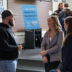 Hartwick College students during Meet the NetWICK networking session of Industry Days