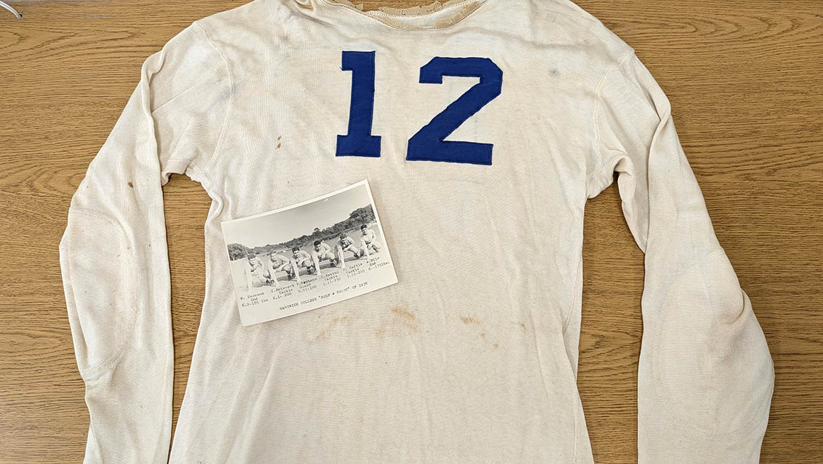 Hartwick Hall of Famer Phil Rigano ‘42 football jersey