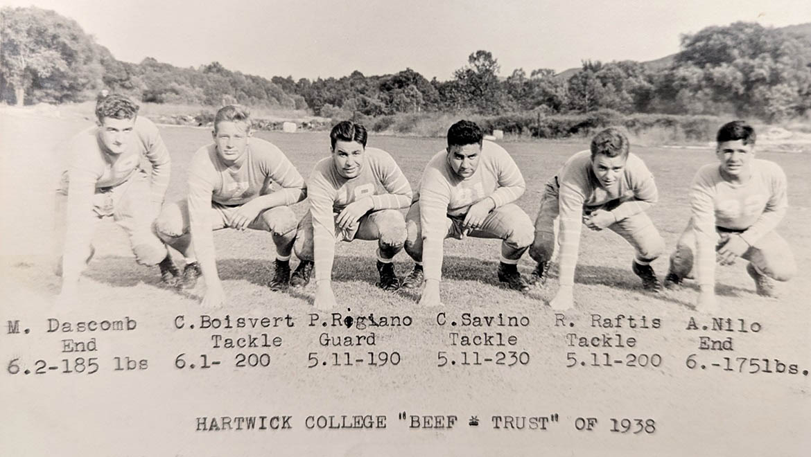 Hartwick Hall of Famer Phil Rigano ‘42 with teammates - Hartwick College 