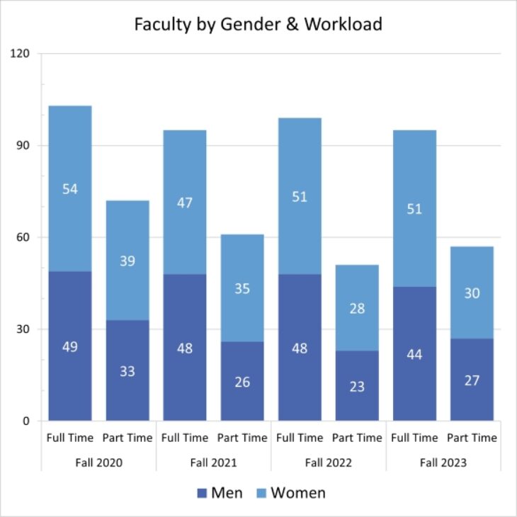 Bar graph faculty by gender and workload