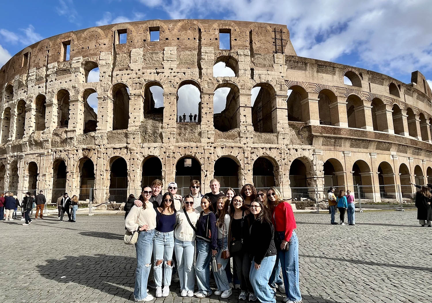 Hartwick College students at Colosseum in Rome during J Term Global Fashion Industry course