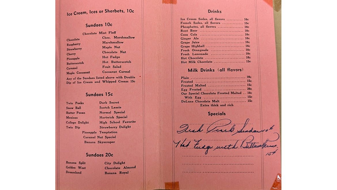 Hartwick College Faculty Reception-1939 Karmelkorn Shop Menu