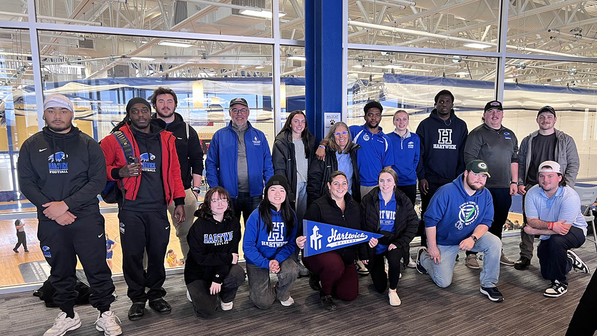 Hartwick College students and staff during Career Exploration Trip to the Utica Comets sports facility
