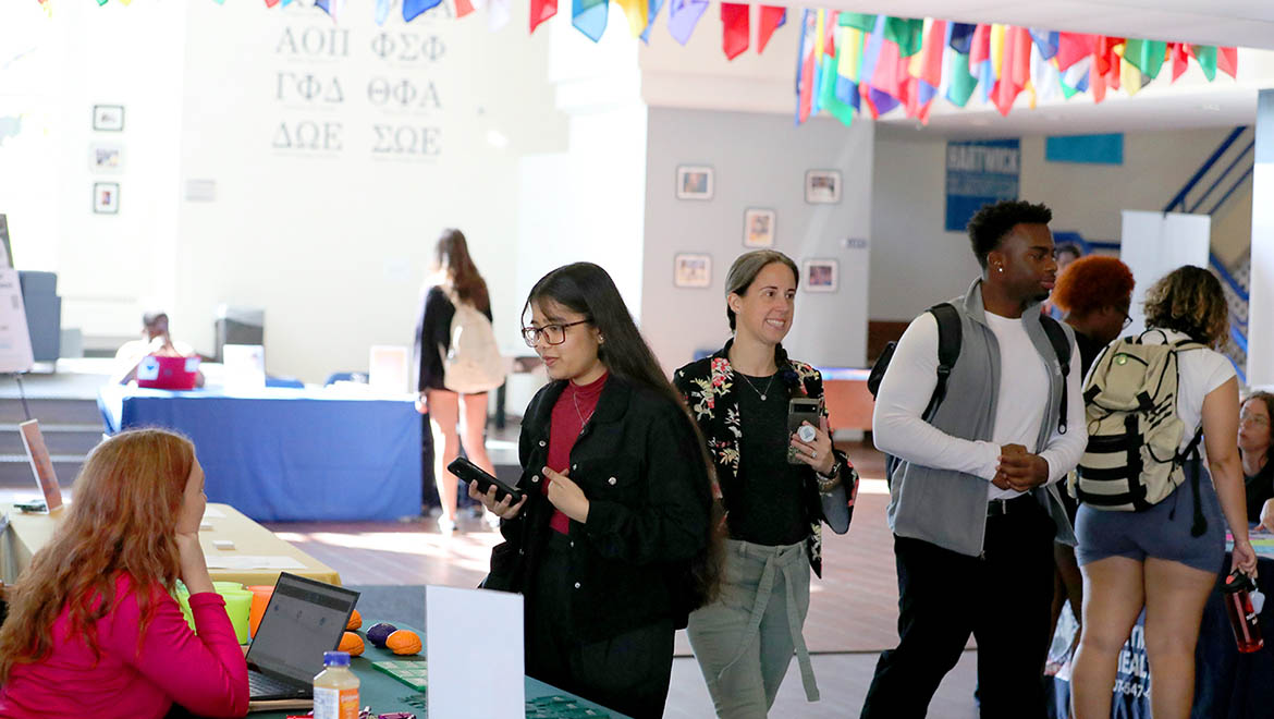Hartwick College students in Stack Lounge during Industry Days Event