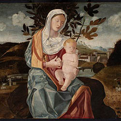 Andrea Previtali (ca. 1480-1528), “Madonna and Child in a Landscape” After restoration