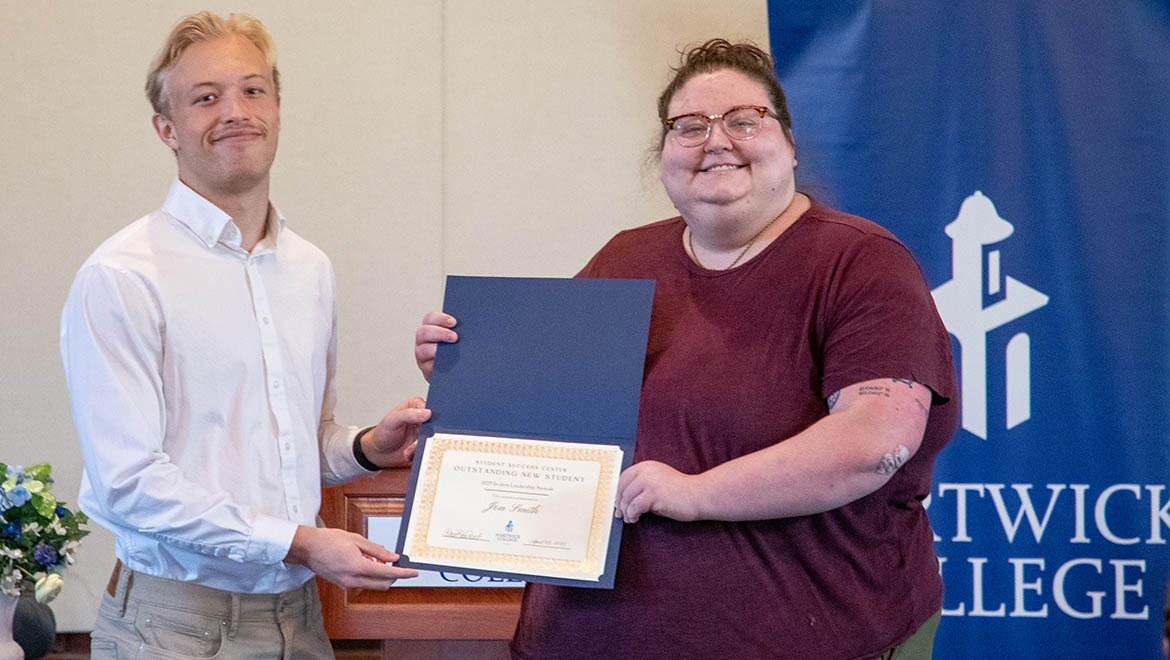 Outstanding New Student Award – Jon Smith ’27 with Chelsea Penn