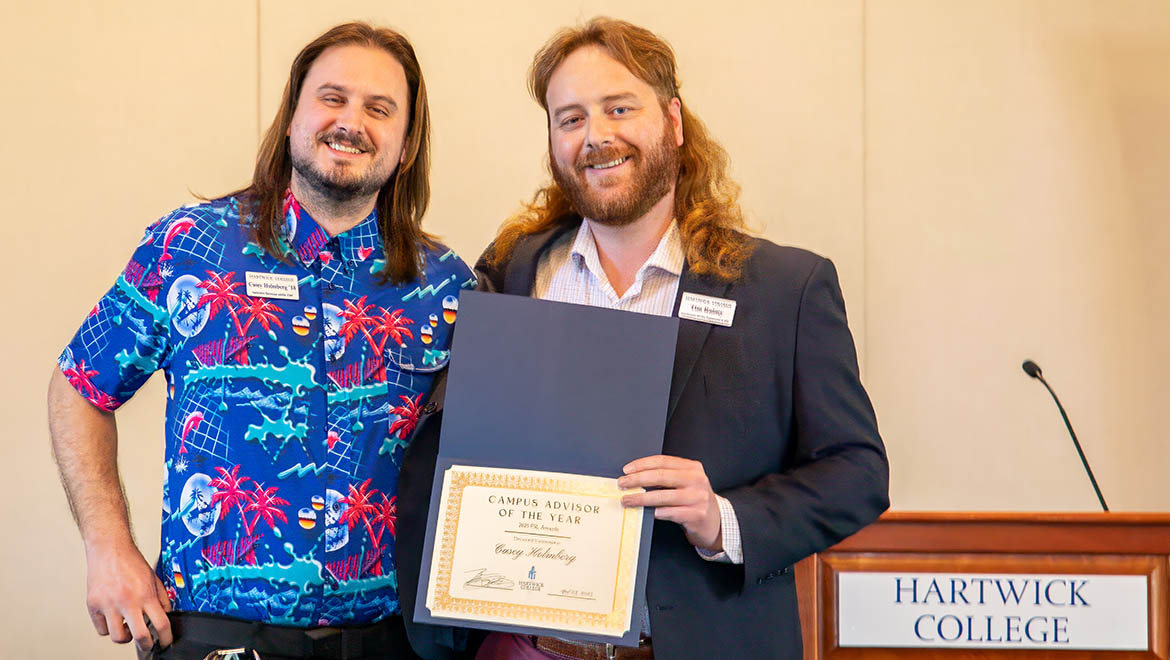 Greek Life Advisor of the Year – Casey Holmberg ’18 with Tim Raimy '17