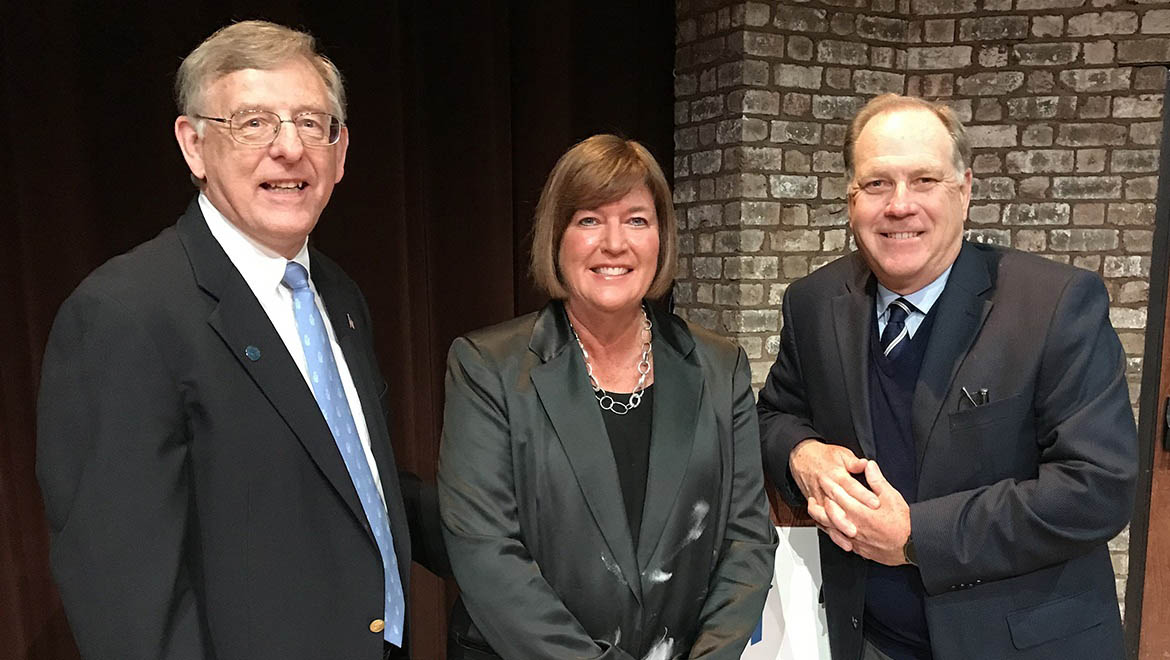 Amber Steele, Thom Meredith, Hartwick College President Mullen