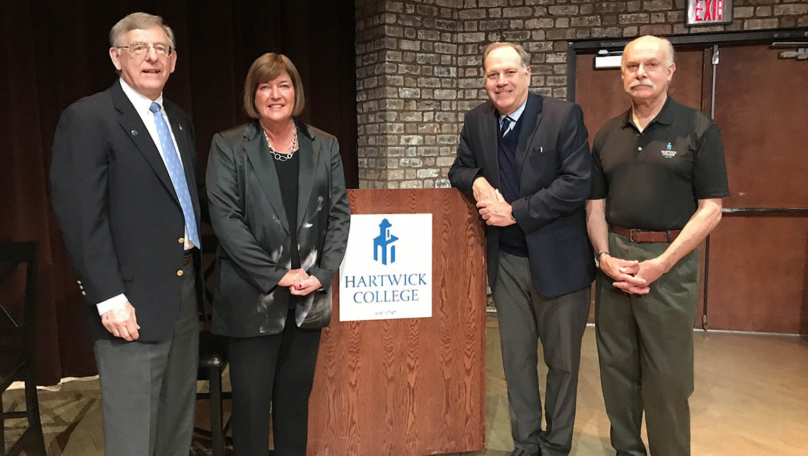 Amber Steele, Thom Meredith, Hartwick College President Mullen, Larry Miller
