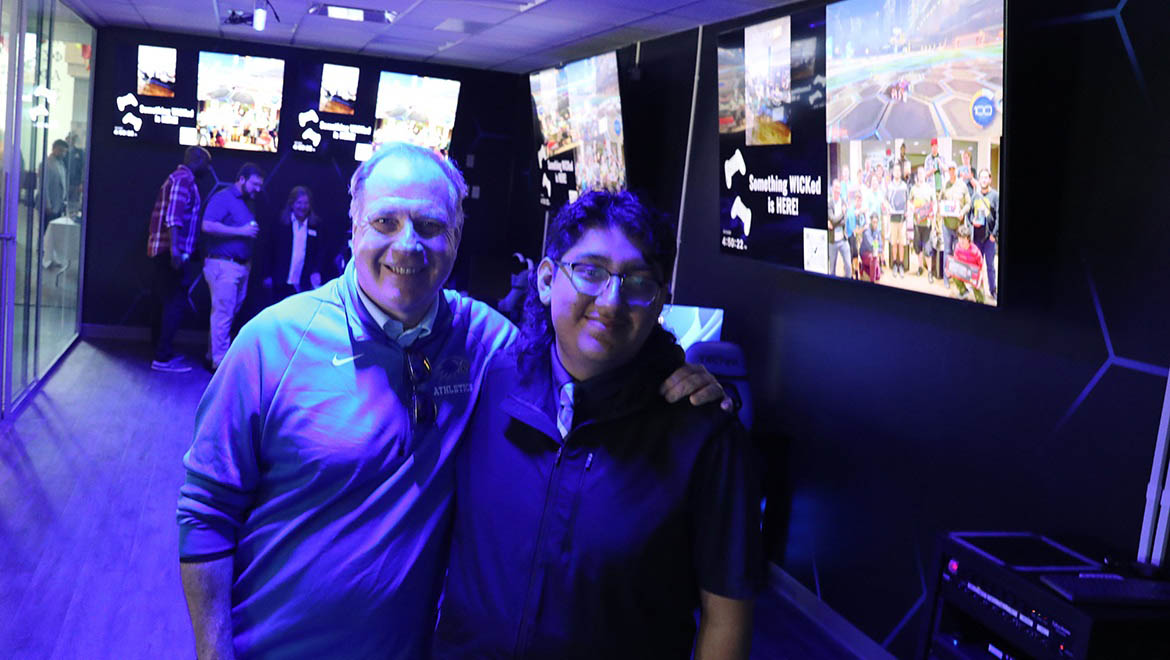 President Mullen and James Mendez ’26 Esports Club President at the Opening of the Esports Center opening
