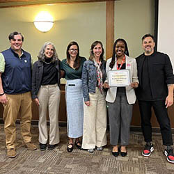 Runyararo Chaora ’25 with Professor Ficano, Megan Gray, Stacey Grady, Adam Chaloeicheep, Hank Lobb ’99