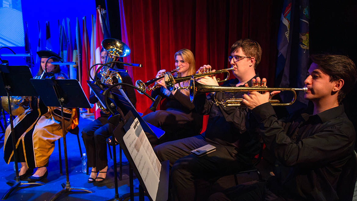 Hartwick College Brass Ensemble preforming at Honors Convocation Ceremony