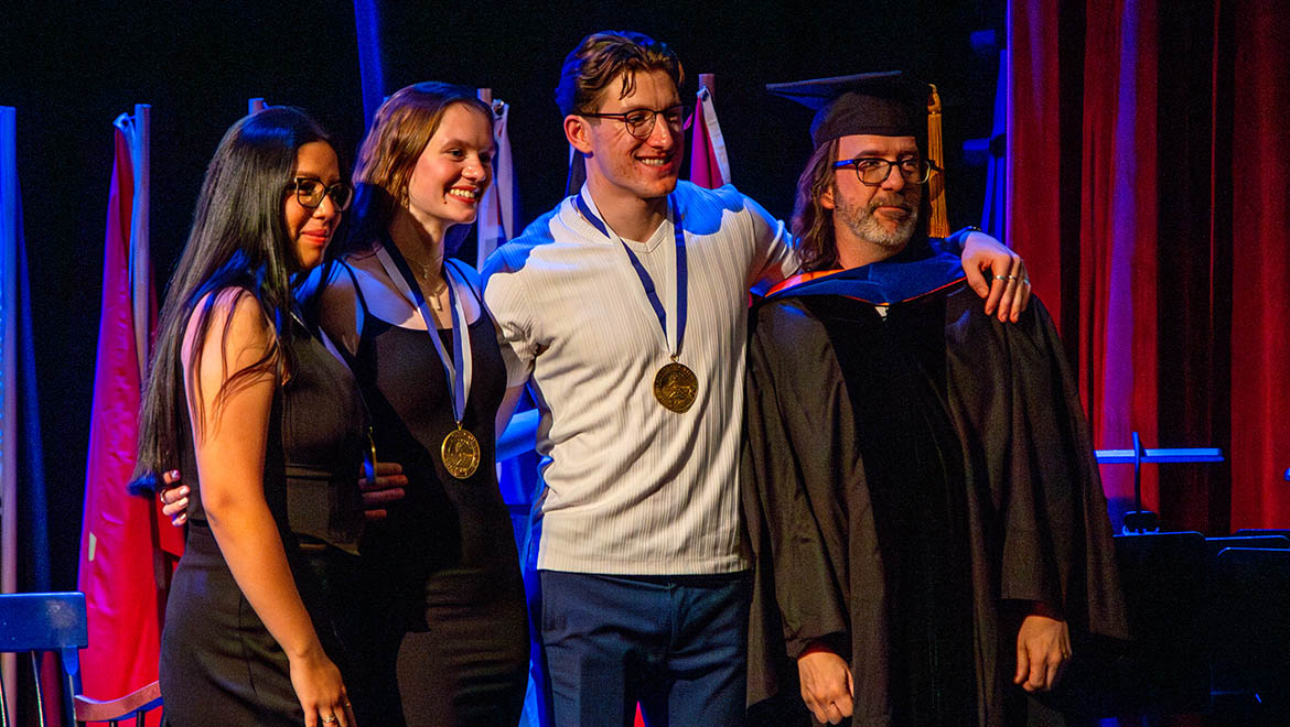Hartwick College student JCH scholars with Professor William Kowalczyk after Honors Convocation Ceremony