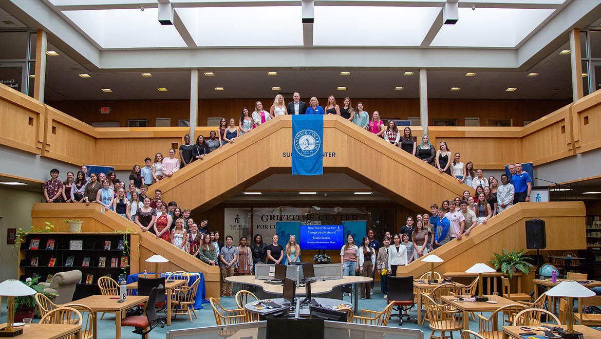 Hartwick College Honors Students with President Mullen and VP of Academic Affairs & Provost Laurel Bongiorno in Yager Library